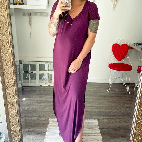 Oversized Short Sleeve Maxi Dresses - Picture 4 of 4